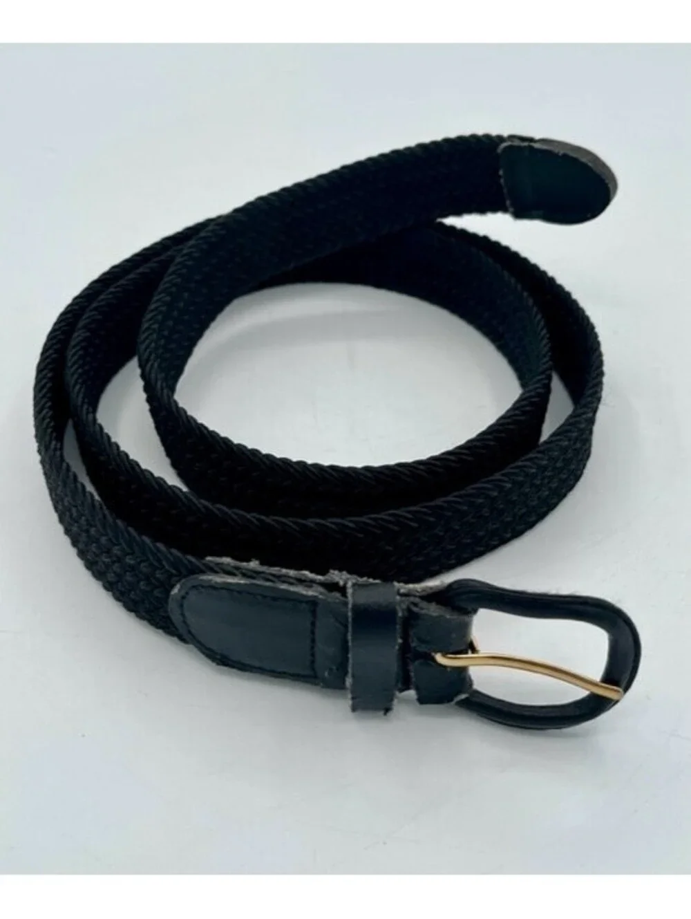 Black Braided Belt Bonded Leather Size XL 42-44 Good Condition